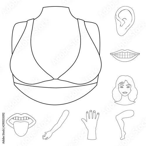 Isolated object of body and part sign. Set of body and anatomy stock symbol for web.