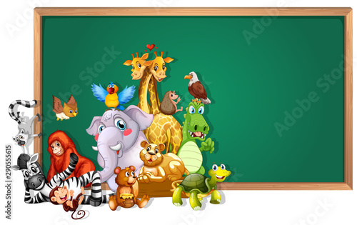 Border template design with cute animals