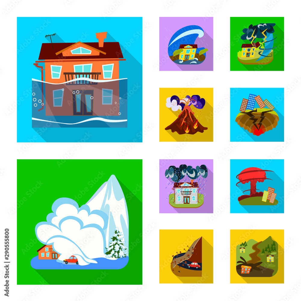 Fototapeta premium Vector illustration of collapse and environment symbol. Collection of collapse and distress stock vector illustration.
