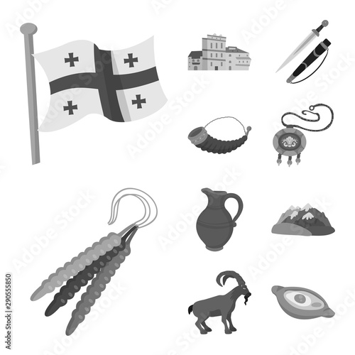 Vector design of attributes and tourism sign. Set of attributes and national stock vector illustration.