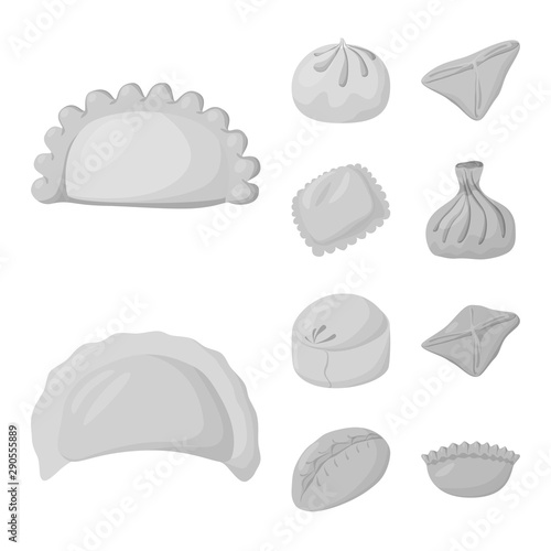 Isolated object of dumplings and stuffed logo. Collection of dumplings and dish stock vector illustration.
