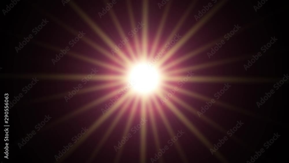 Bright light appearing and dissappearing while moving by curved trajectory and spinning on black background