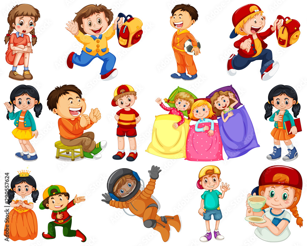 Kids in different expressions and actons Kids in different expressions and actons