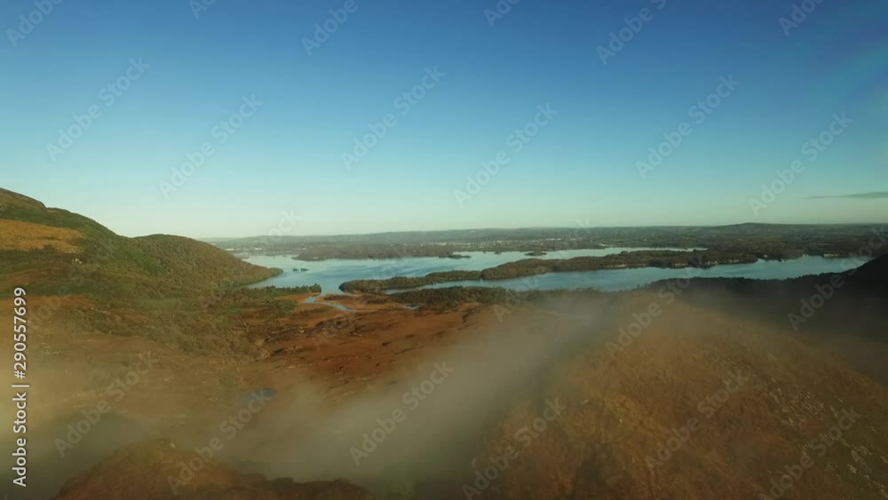 Mountain fog in Killarney National Park, aerial Mountain fog in Killarney National Park, aerial