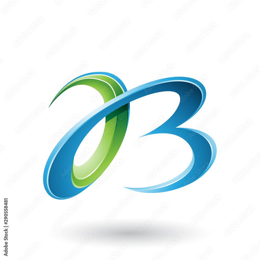 Blue and Green 3d Curly Letters A and B Illustration Blue and Green 3d Curly Letters A and B Illustration
