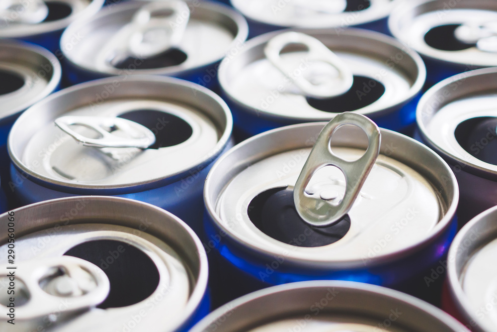 Empty aluminium drink cans recycling background concept Empty aluminium drink cans recycling background concept