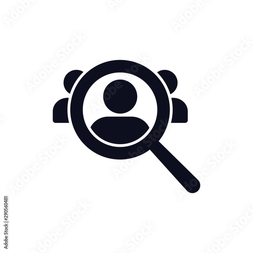 Search job vacancy icon in flat style. Find people employer business concept. Vector illustration