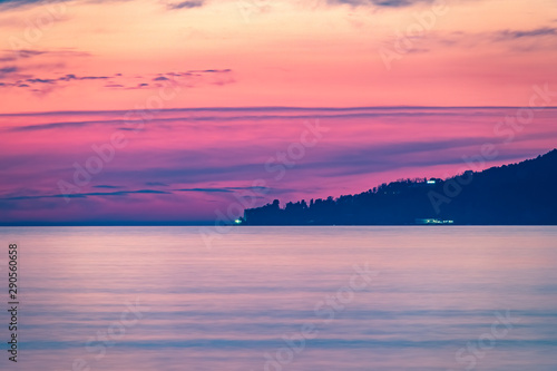 Beautiful pink sunset over the sea.