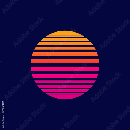 Cyberpunk style sun. Futuristic background the 80s. New retro wave. Trend Vector illustration. © Arif Arisandi