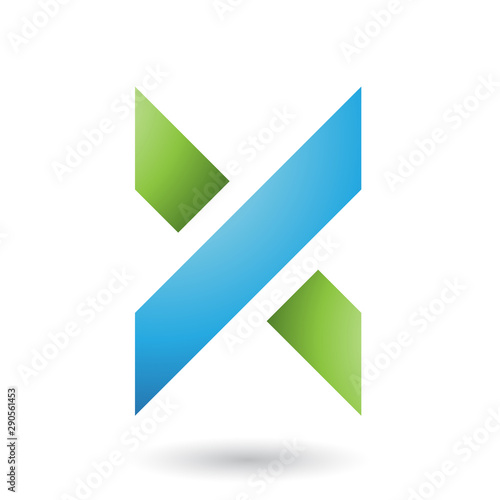 Blue and Green Thick Shaded Letter X Illustration