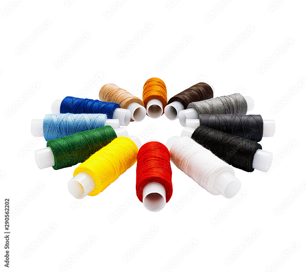 Set of multi-colored cotton threads isolated Set of multi-colored cotton threads isolated