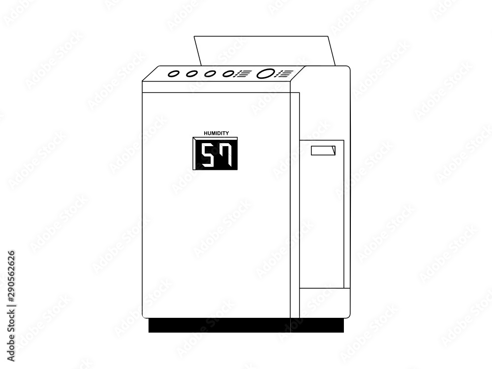 ボタンとディスプレイがついた空気清浄機のシンプルなモノクロのイラスト Stock Vector Adobe Stock