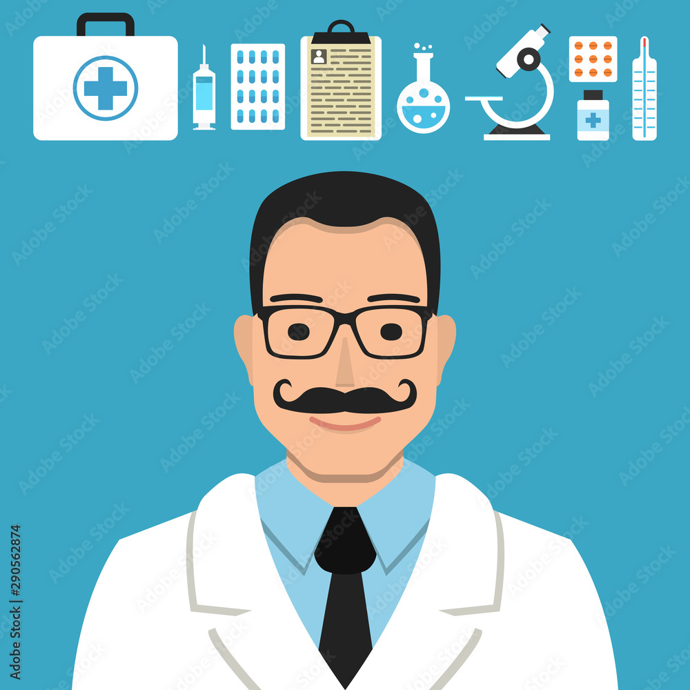 Doctor vector. Medical icons set for web and mobile application. Flat design style. Doctor vector. Medical icons set for web and mobile application. Flat design style.