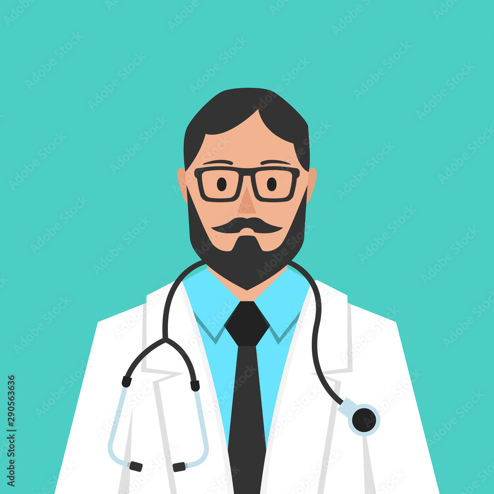 Medical doctor profile icon. Male doctor avatar. Vector illustration.