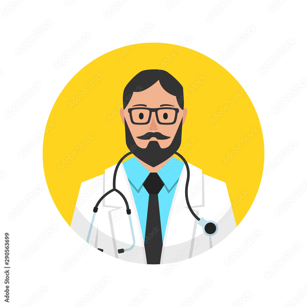 Fototapeta premium Medical doctor profile icon. Male doctor avatar. Vector illustration.
