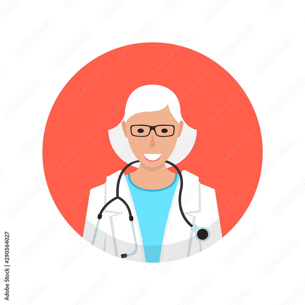 Medical doctor profile icon. Female doctor avatar. Vector illustration.  Stock Vector | Adobe Stock