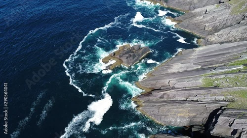 Rocky coastline in Waterville, overhead aerial