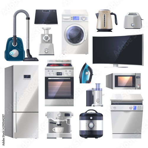 Set of kitchen appliance, electronics for home