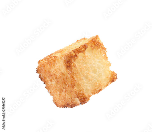 Tasty crispy fried crouton on white background photo