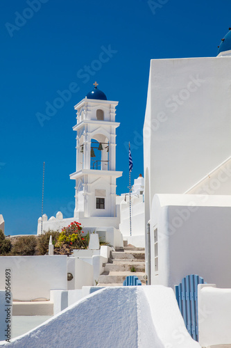 Typical alleys of the beautiful cities of Santorini Island photo