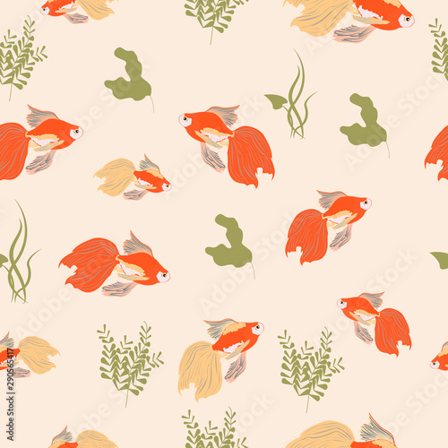 goldfish swim in the aquarium