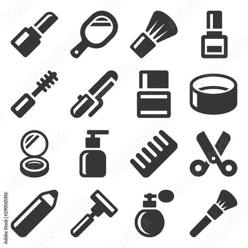 Beauty and Cosmetic Icons Set on White Background. Vector