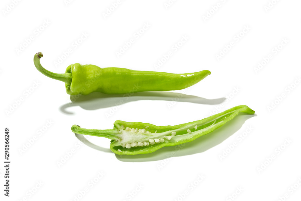 Green banana pepper isolated on white background Green banana pepper isolated on white background