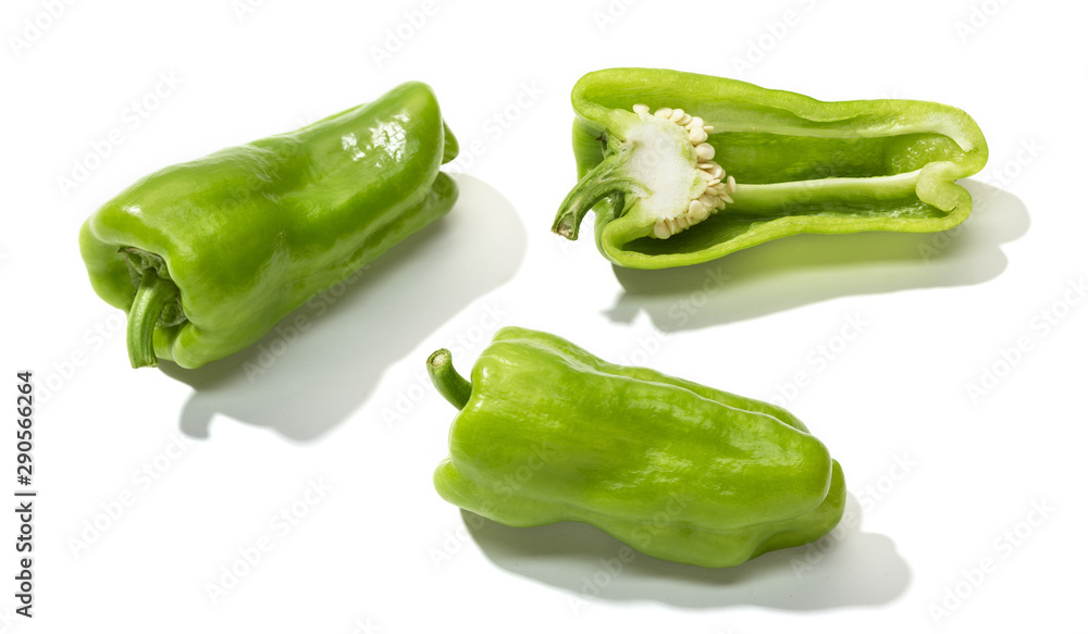 Green banana pepper isolated on white background