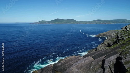 Aerial, rocky coastline in Ireland