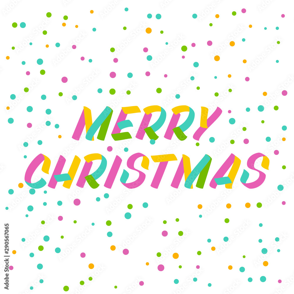 Merry Christmas typography set of brush sign lettering. Celebration card design elements on white background with confetti. Holiday lettering templates for greeting cards, overlays, posters Merry Christmas typography set of brush sign lettering. Celebration card design elements on white background with confetti. Holiday lettering templates for greeting cards, overlays, posters