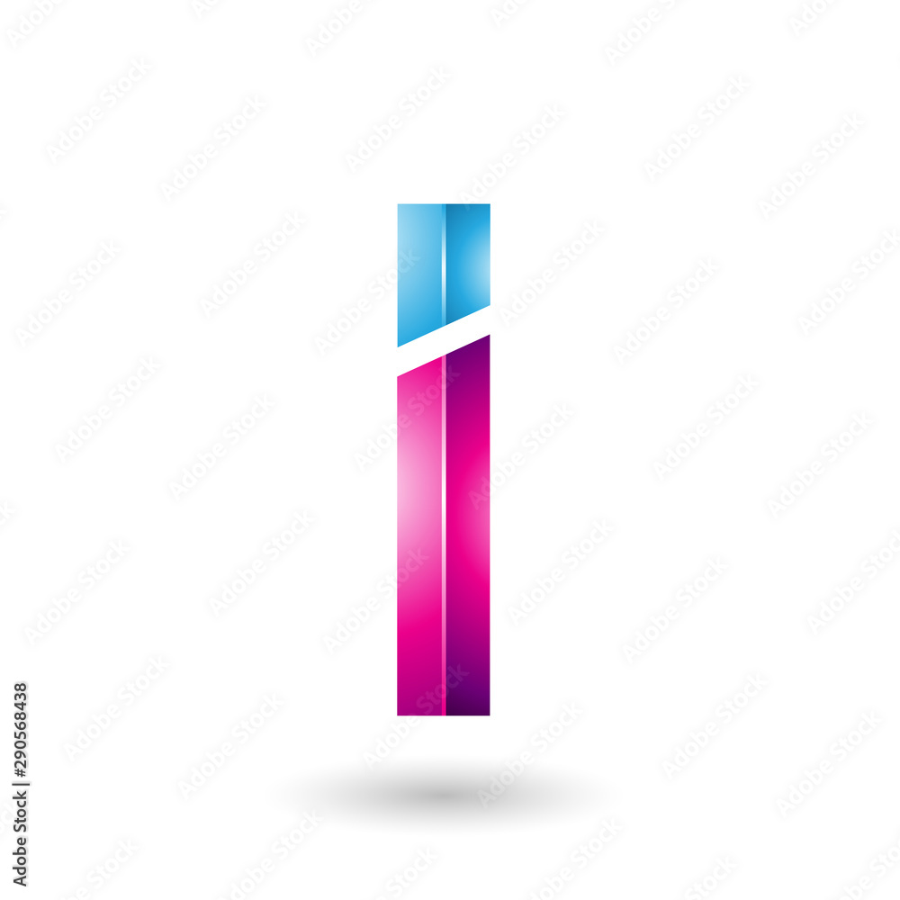 Blue and Magenta Rectangular Glossy Letter I Blue and Magenta Rectangular Glossy Letter I