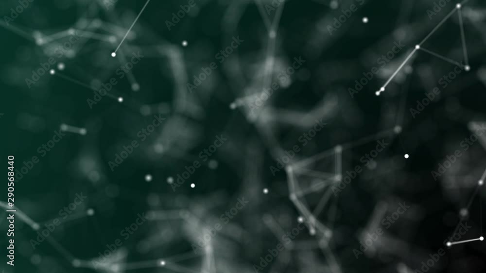 Intro plexus abstract technology background - white dots and lines network connection structure in dark green space background