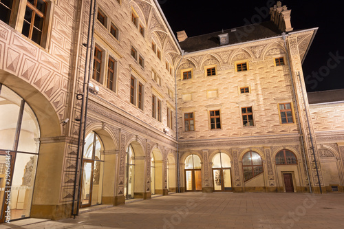 PRAGUE, CZECH REPUBLIC - OCTOBER 11, 2018: The atrium of Schwarzenberg palace.