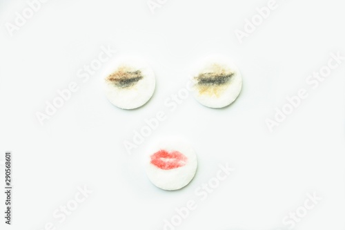 used cosmetic pads 