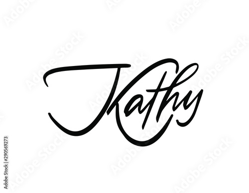 Female name - Kathy. Handwritten Lettering. Black. Modern Calligraphy. photo