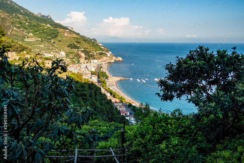 Top view of the town of Maiori along the Amalfi coast, Campania - Italy
