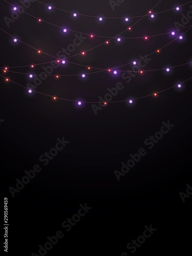 String lights in black background for decoration
