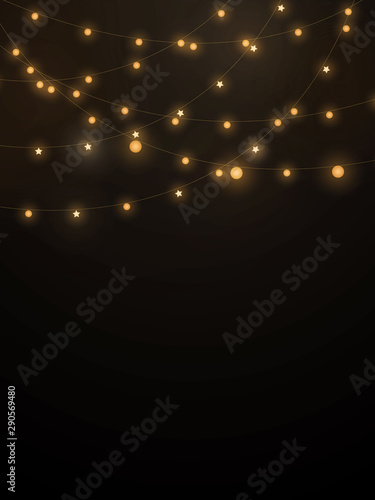 String lights in black background for decoration
