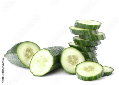 Cucumber slices  isolated on white background cutout