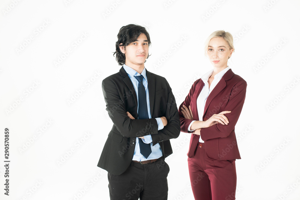 Business peoples are confident on white background Business peoples are confident on white background