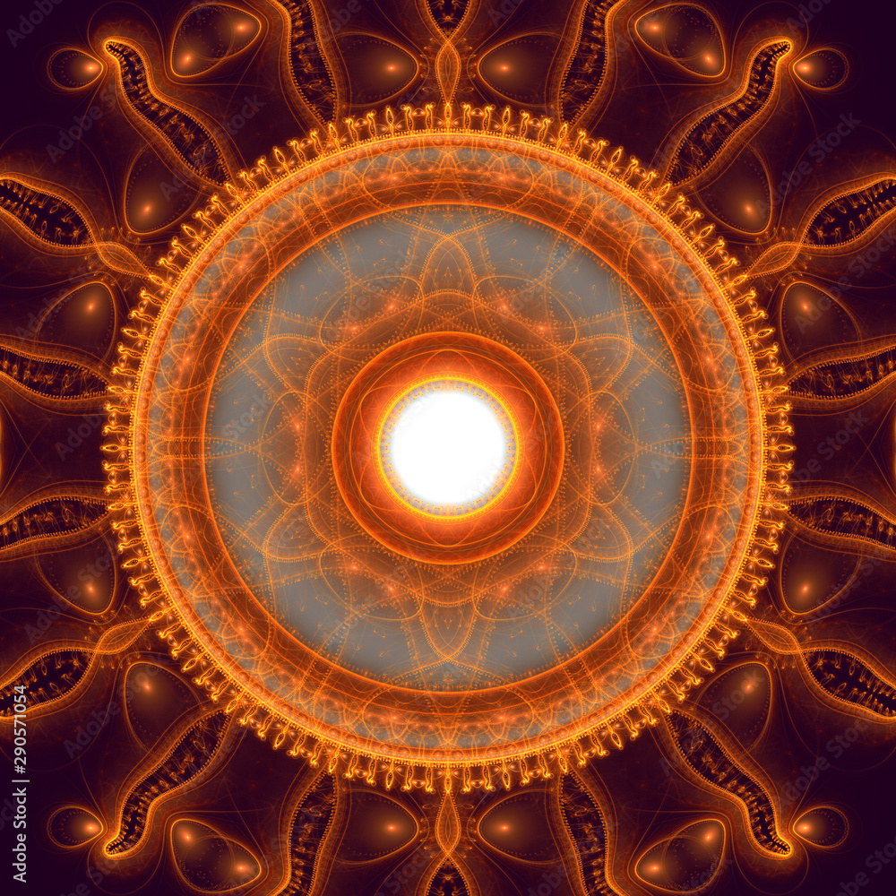 Orange Geometric Solar Mandala