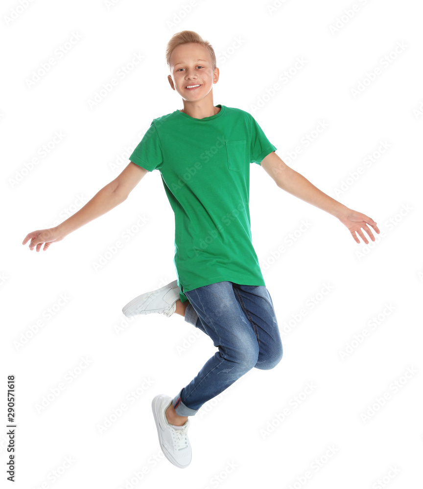Full length portrait of teenage boy on white background Full length portrait of teenage boy on white background
