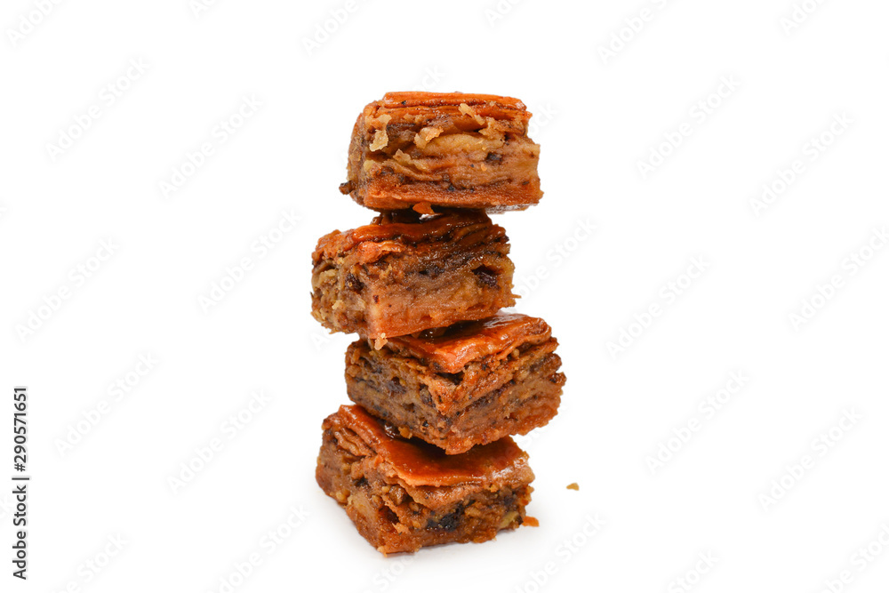Tasty baklava isolated on white background. Tasty baklava isolated on white background.