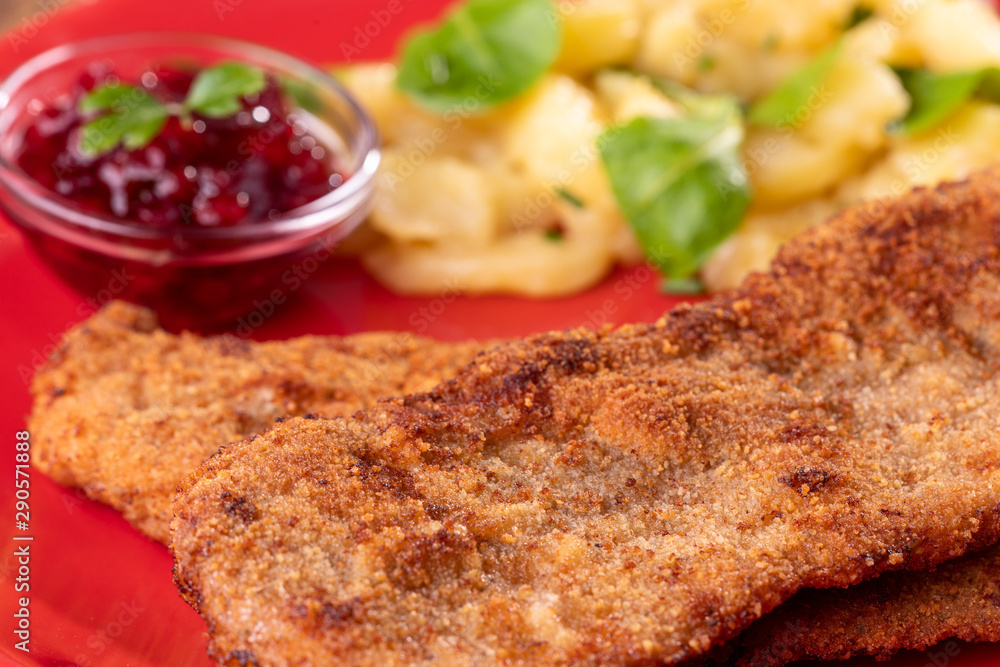 wiener schnitzel with potato salad wiener schnitzel with potato salad