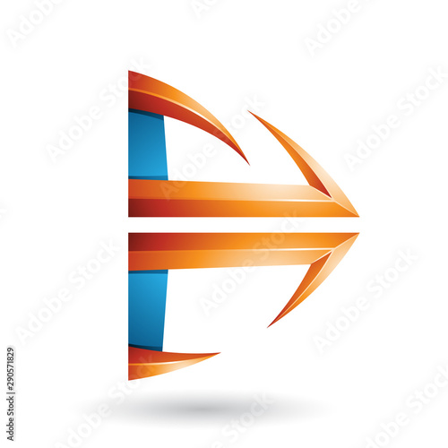 Free Download Blue and Orange Glossy Embossed Arrow Shape Illustration - GFXLoad