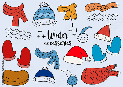 Set of winter accessories. Winter season elements for your design