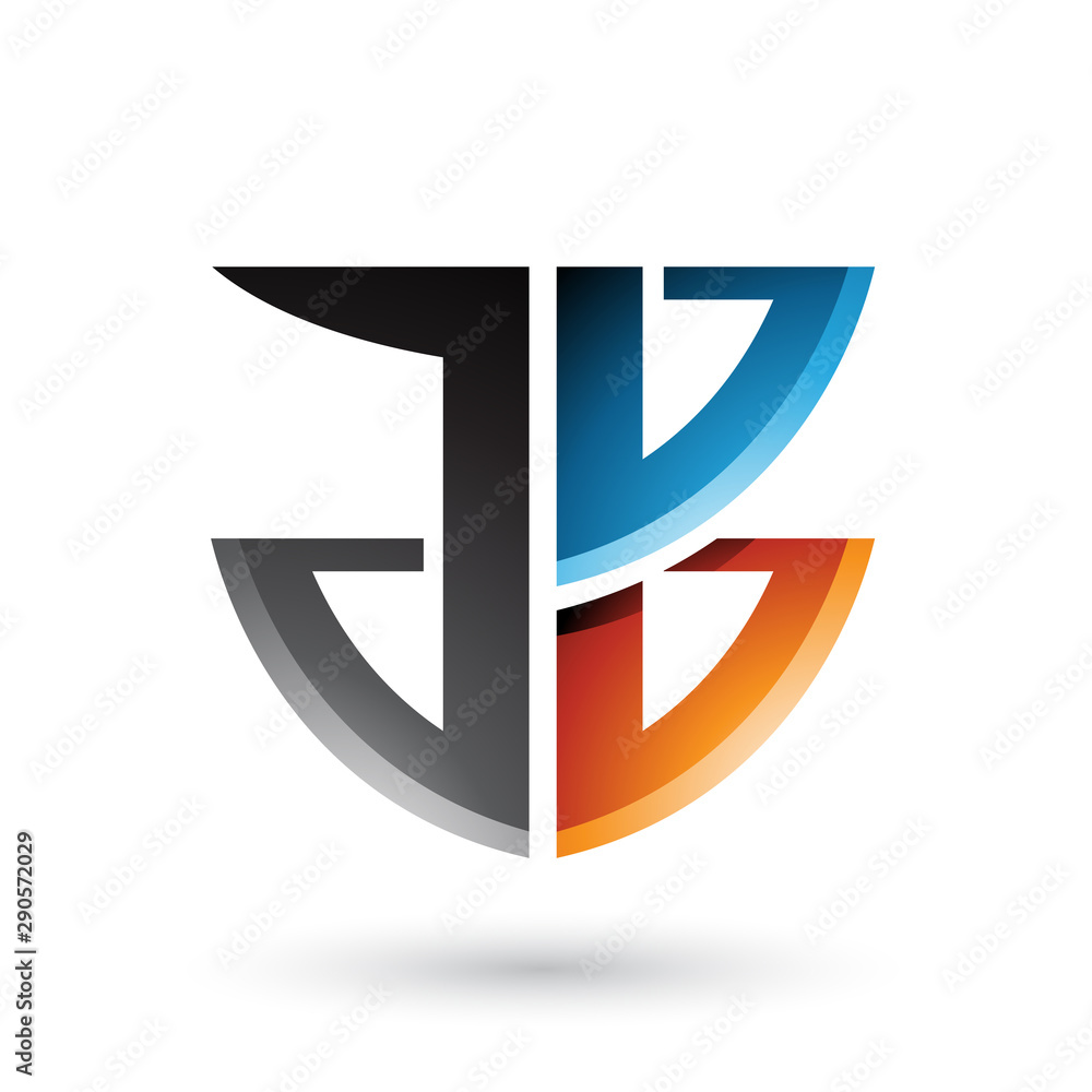 Blue and Orange Shield Like Shape of Letters A and B Illustration Blue and Orange Shield Like Shape of Letters A and B Illustration