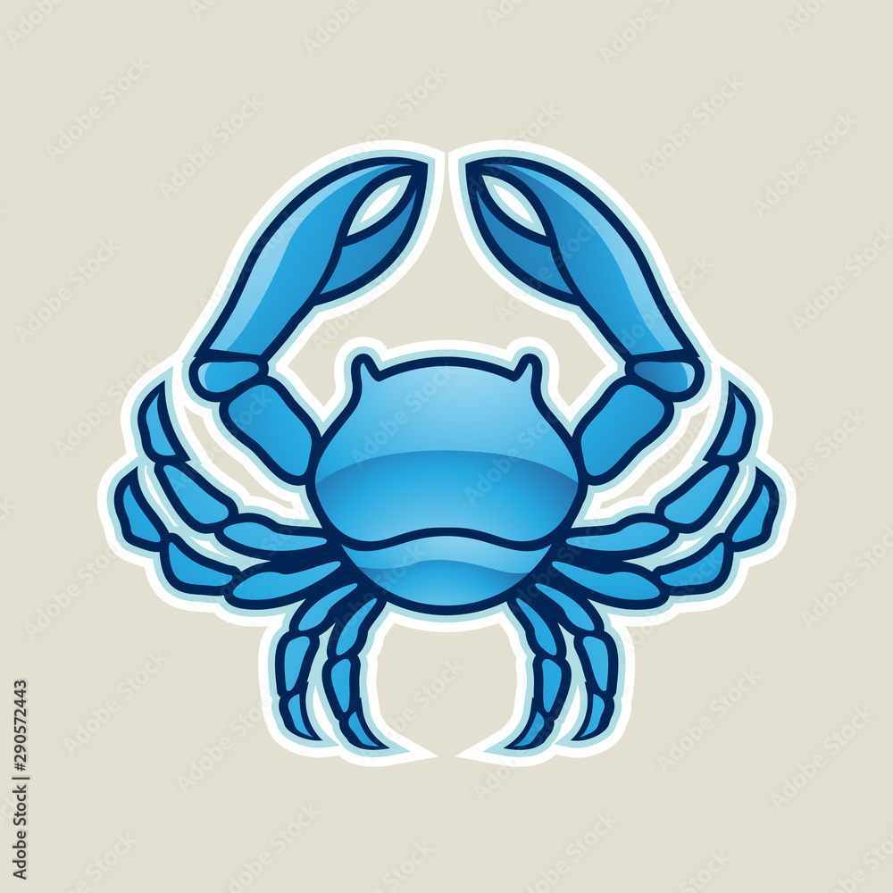Blue Glossy Crab or Cancer Icon Illustration Blue Glossy Crab or Cancer Icon Illustration