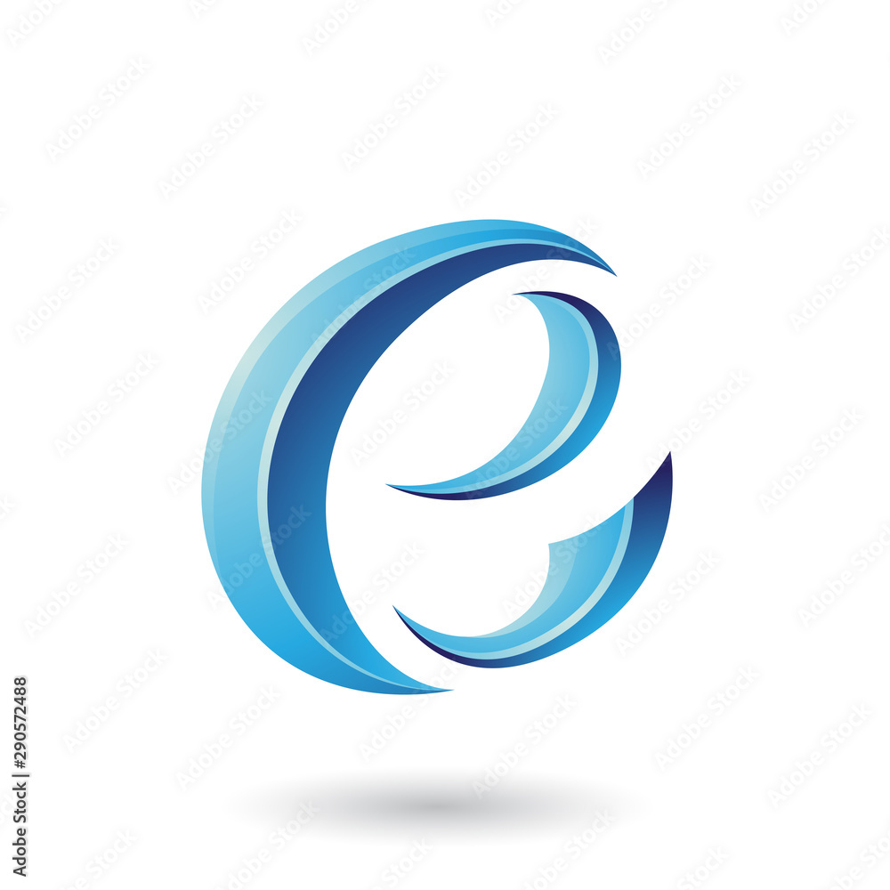 Blue Glossy Crescent Shape Letter E Illustration Blue Glossy Crescent Shape Letter E Illustration