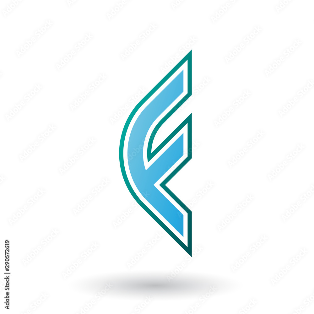 Blue Letter F Icon with Round Corners and Outer Stripes Blue Letter F Icon with Round Corners and Outer Stripes